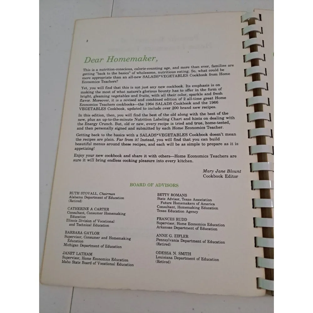 Salads Vegetables Cookbook Revised Favorite Recipes Of Home Economics Teachers